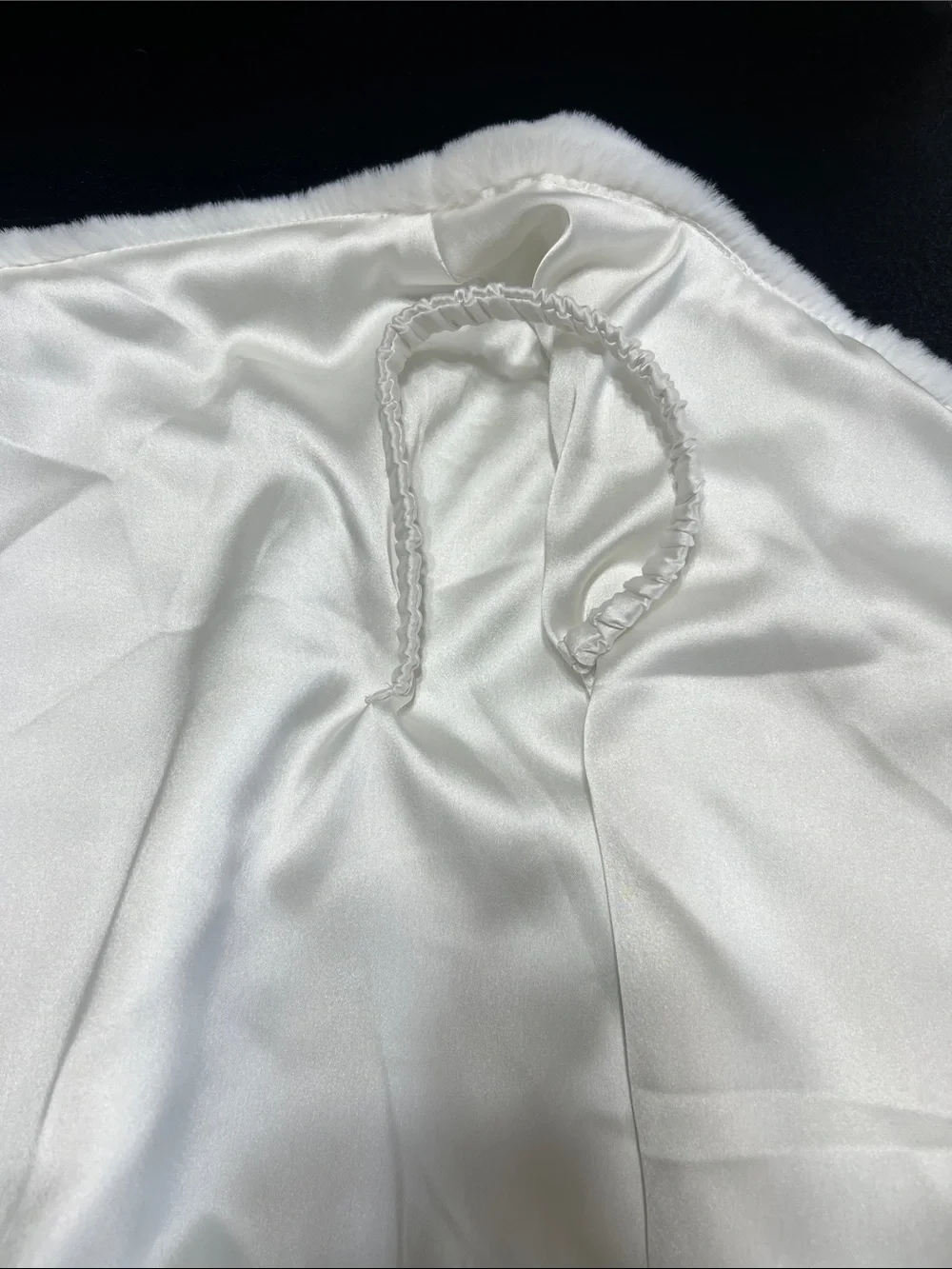 MSK White Faux Fur Wrap with Rhinestone Brooch